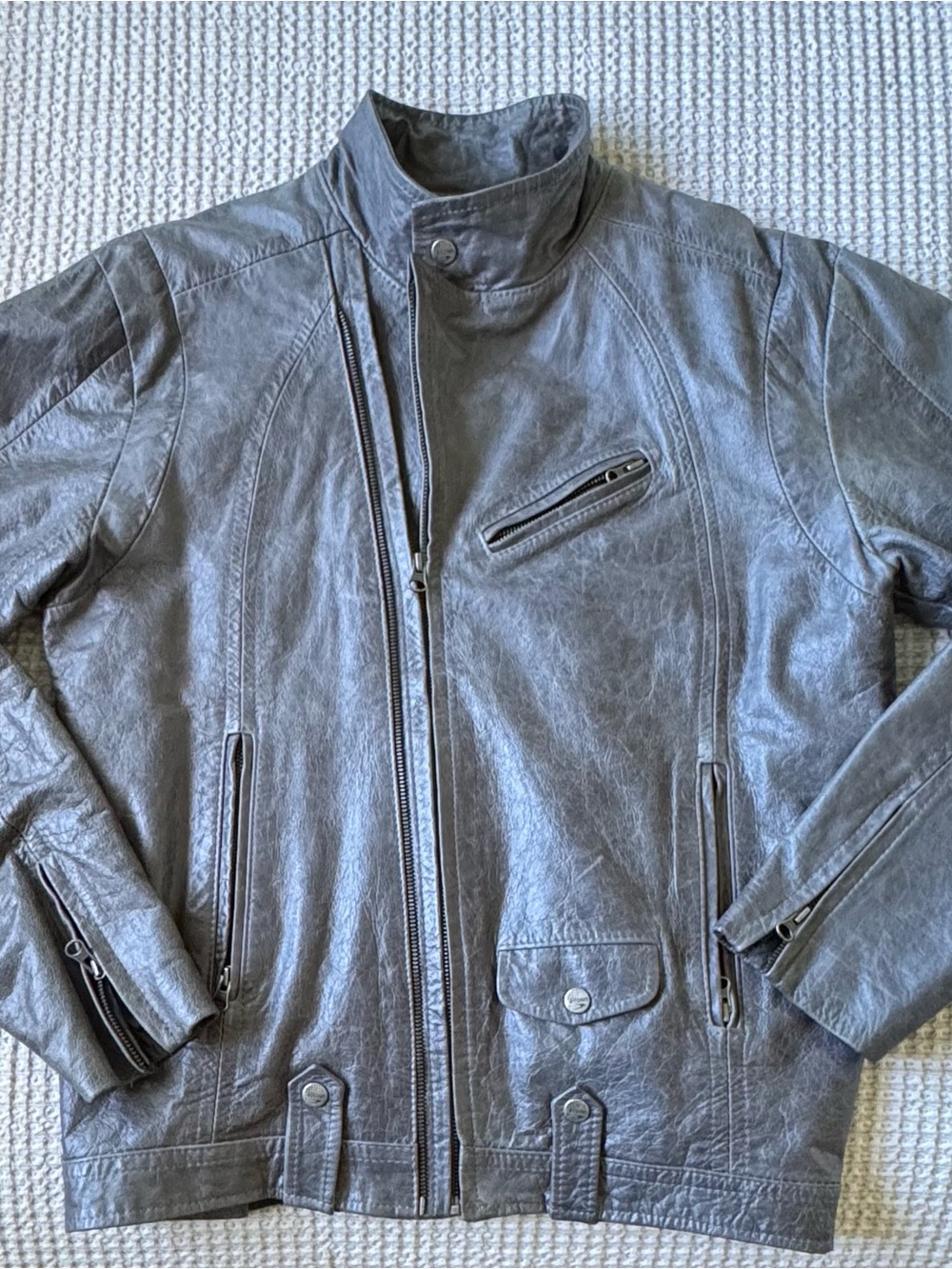 Genuine Argentinian Cowhide Leather Jacket Grey